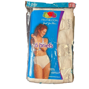Fruit of the Loom just for her cotton briefs Package of six Size 7 NWT